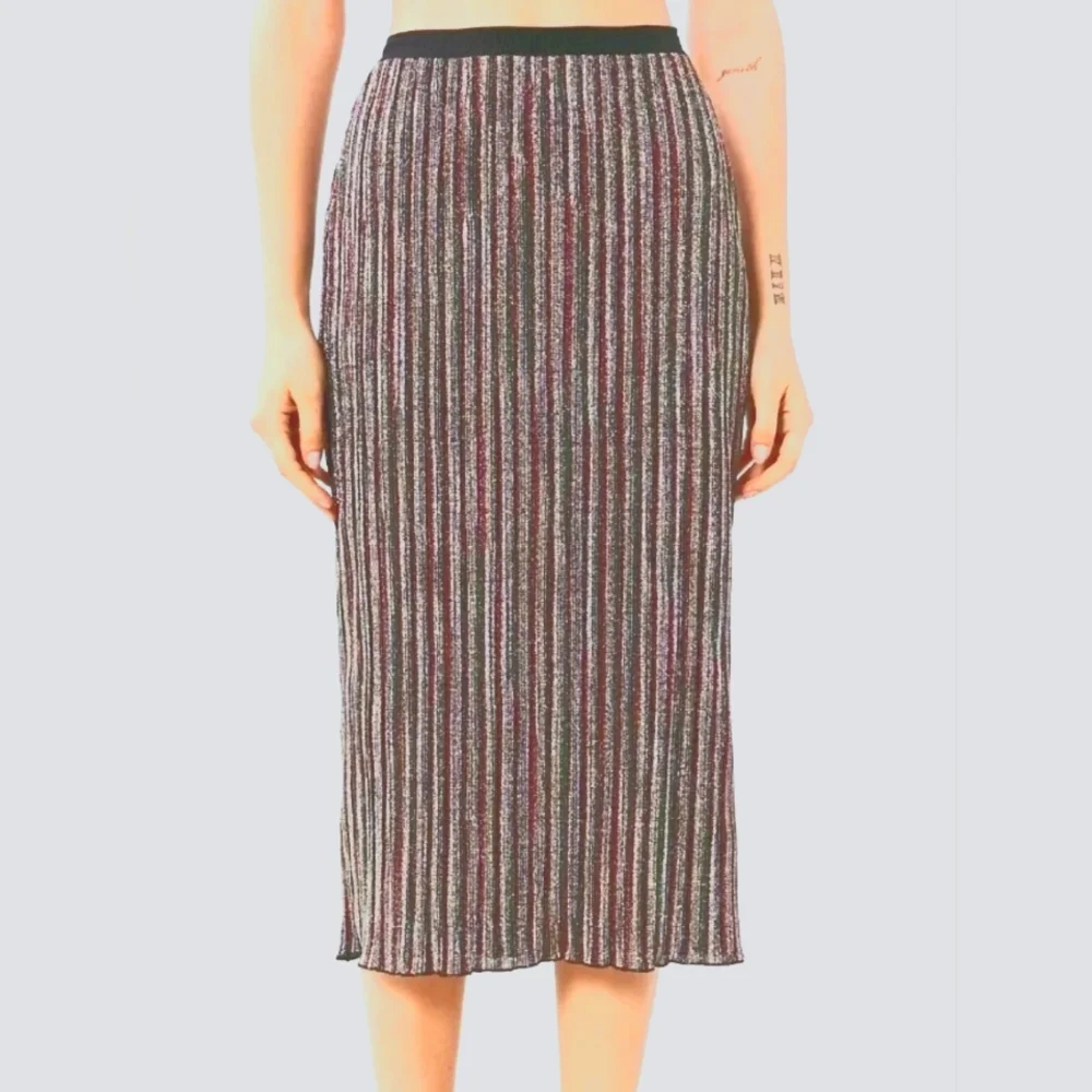 Urban Outfitters Ecote Sparkly Stripe Midi Skirt Size XSmall Rainbow Colors NWT